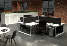 Rapid Infinity Workstations. Loop Legs And Desk Mounted Screens